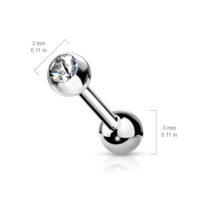 Piercing oreille double strass acier – 6, 8 et 10 mm