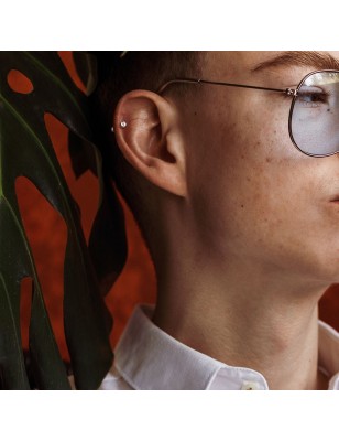 Piercing oreille double strass acier – 6, 8 et 10 mm