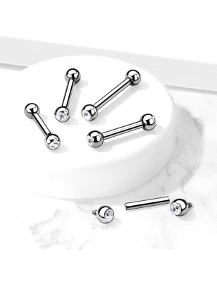 Piercing oreille double strass acier – 6, 8 et 10 mm