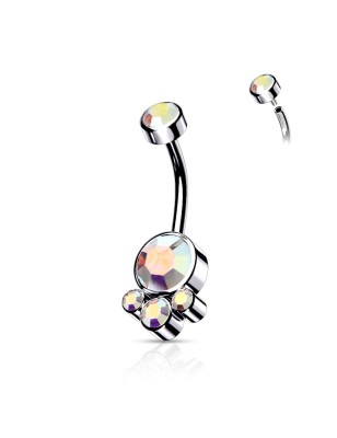 Piercing nombril acier strass aurore boréale – Éclat irisé