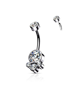 Piercing nombril acier – Cristaux blancs éclatants