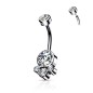 Piercing nombril cluster cristaux blancs