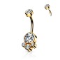 Piercing nombril doré cluster cristaux blancs