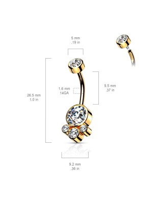 Piercing nombril doré cristaux blancs – Éclat raffiné