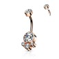 Piercing nombril rose gold cluster cristaux