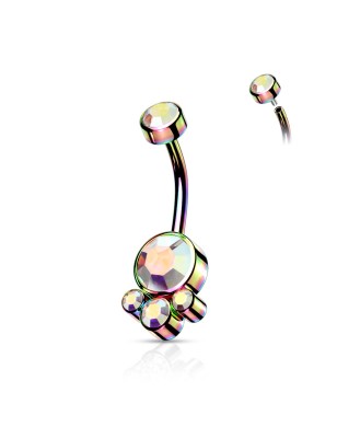 Piercing nombril rainbow – Cristaux aurore boréale
