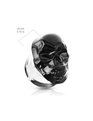 Plug en verre crâne noir – Bijou de piercing rock et audacieux
