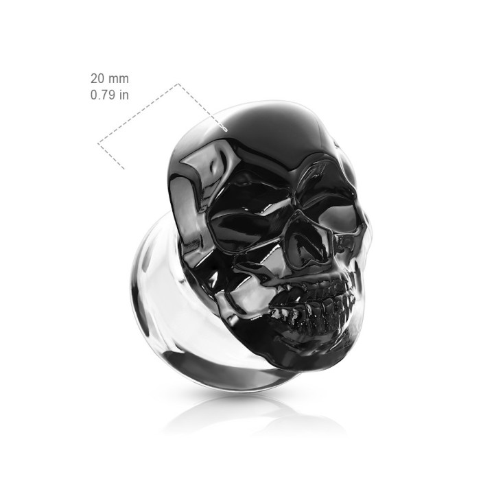 Plug en verre crâne noir – Bijou de piercing rock et audacieux