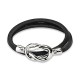 Bracelet cuir noir noeud acier