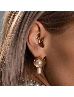 Anneau lune doré pour oreille – Piercing daith en acier