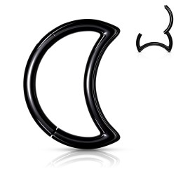 Anneau lune noir – Piercing daith en acier
