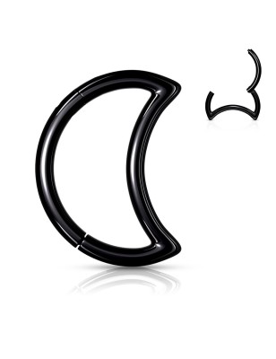 Anneau lune noir – Piercing daith en acier