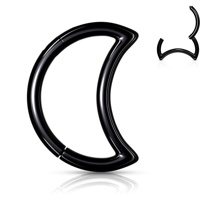 Anneau lune noir – Piercing daith en acier