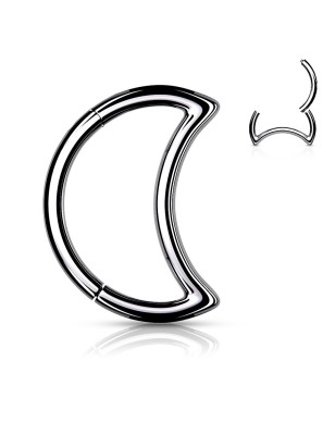 Anneau lune argenté – Piercing daith en acier