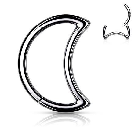 Anneau lune argenté – Piercing daith en acier