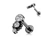 Piercing oreille labret acier noir à trois zircons Piercing oreille labret acier noir à trois zircons
