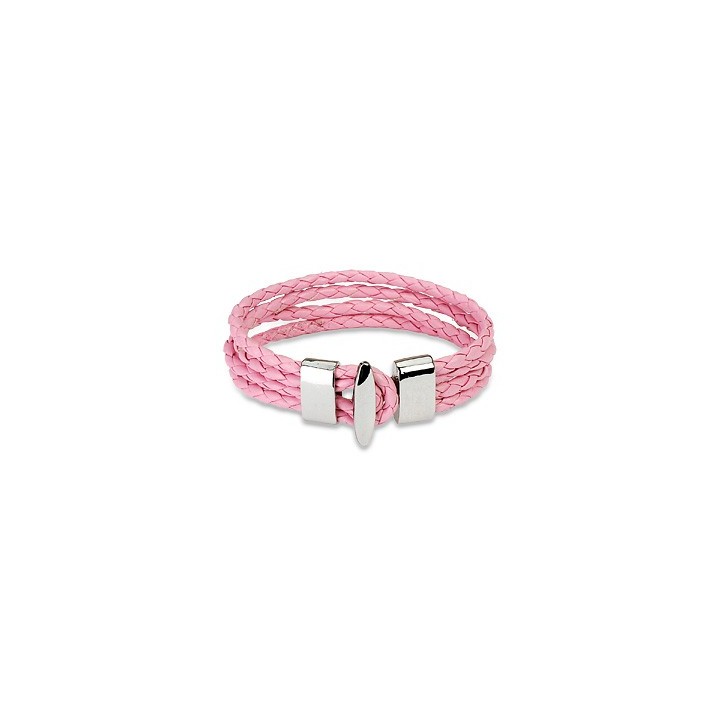 Bracelet cuir rose 4 cordes