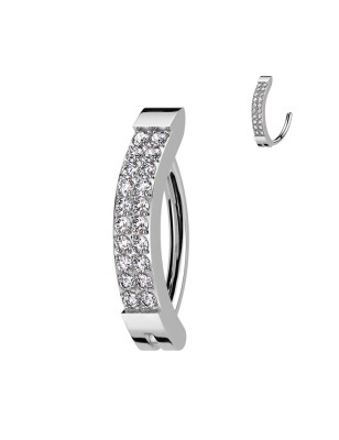 Anneau nombril titane – Clicker deux rangées de strass