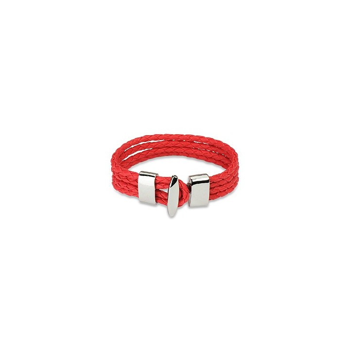 Bracelet cuir rouge 4 cordes