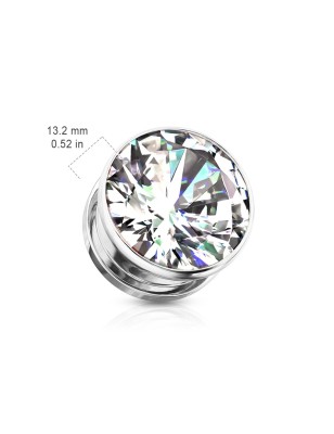 Tunnel acier argenté zircon – Bijou de piercing brillant et raffiné