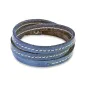 Bracelet cuir bleu triple lanière