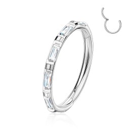 Anneau oreille titane – Clicker zircons baguette