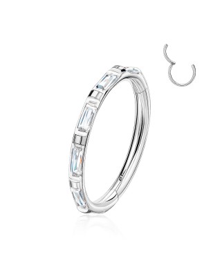 Anneau oreille titane – Clicker zircons baguette