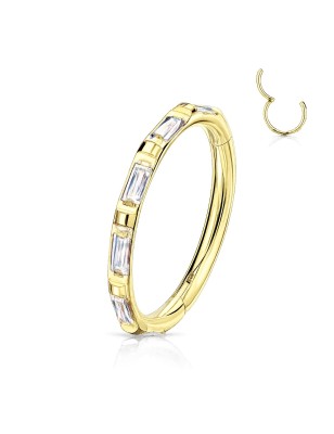 Anneau oreille doré titane – Clicker zircons baguette