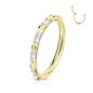 Piercing oreille anneau titane doré zircons baguettes Piercing oreille anneau titane doré zircons baguettes