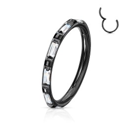 Anneau oreille titane noir – Clicker zircons baguette