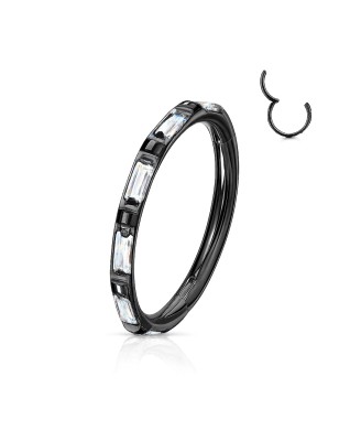 Anneau oreille titane noir – Clicker zircons baguette