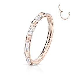 Anneau oreille titane rose gold – Clicker zircons baguette