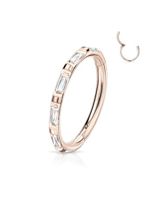 Anneau oreille titane rose gold – Clicker zircons baguette