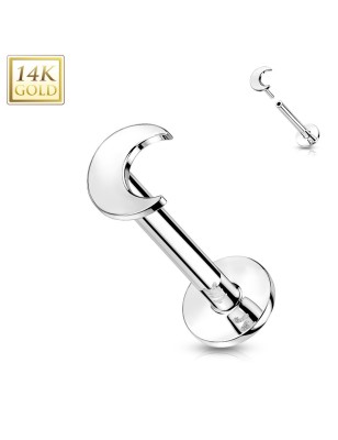 Labret lune en or blanc 14 carats | Piercing oreille, hélix, tragus