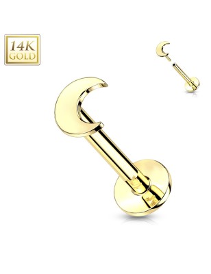 Labret lune en or jaune 14 carats | Piercing oreille, hélix, tragus
