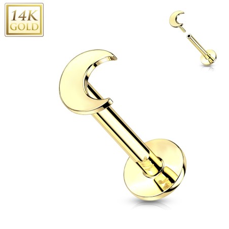 Labret lune en or jaune 14 carats | Piercing oreille, hélix, tragus