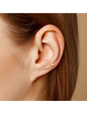 Labret lune en or jaune 14 carats | Piercing oreille, hélix, tragus