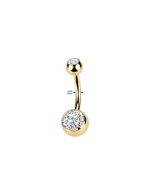 Piercing nombril titane doré or 24K avec zircons | Bijou haut de gamme