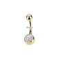 Piercing nombril titane doré or 24K zircons
