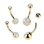 Piercing nombril titane doré or 24K zircons
