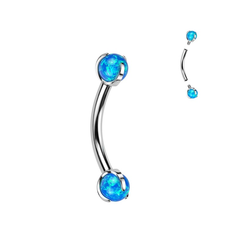 Piercing arcade titane opales bleues