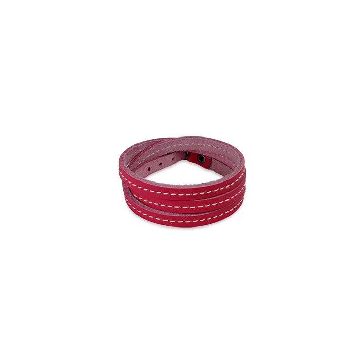 Bracelet cuir rose triple lanière