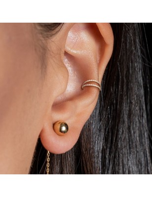 Anneau hélix et conch titane doré – Double rangée de strass