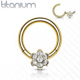 Anneau fleur doré en titane – Piercing daith et septum élégant
