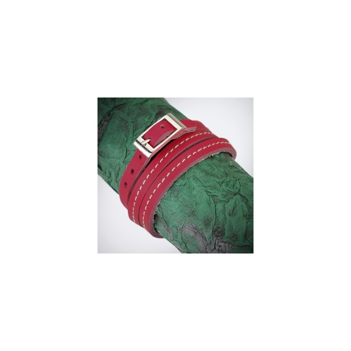 Bracelet cuir rose triple lanière