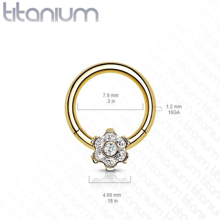 Anneau fleur doré en titane – Piercing daith et septum élégant