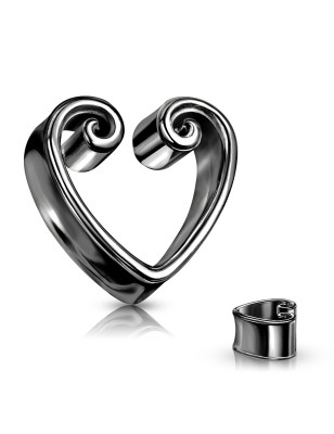 Tunnel acier noir cœur – Bijou vintage audacieux et élégant