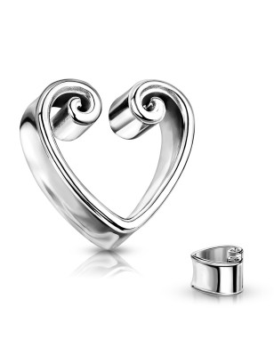 Tunnel acier argenté cœur – Bijou d’oreille vintage et romantique