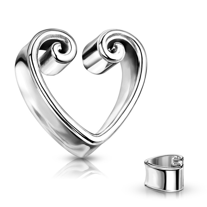 Tunnel acier argenté cœur – Bijou d’oreille vintage et romantique