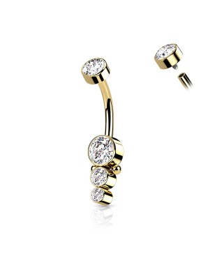 Piercing nombril doré – Acier chirurgical à 3 strass étincelants